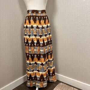 Vintage‎ 90s Womens Broomstick Skirt Medium Earthy Hippie Autumnal Boho Pull On